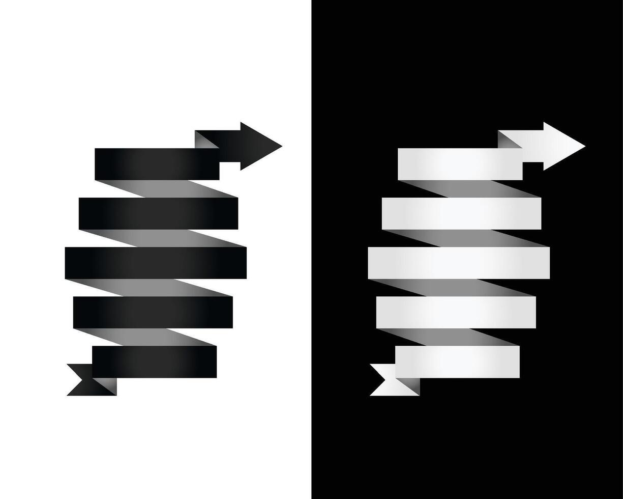 nero e bianca 3d bandiera nastro freccia vettore