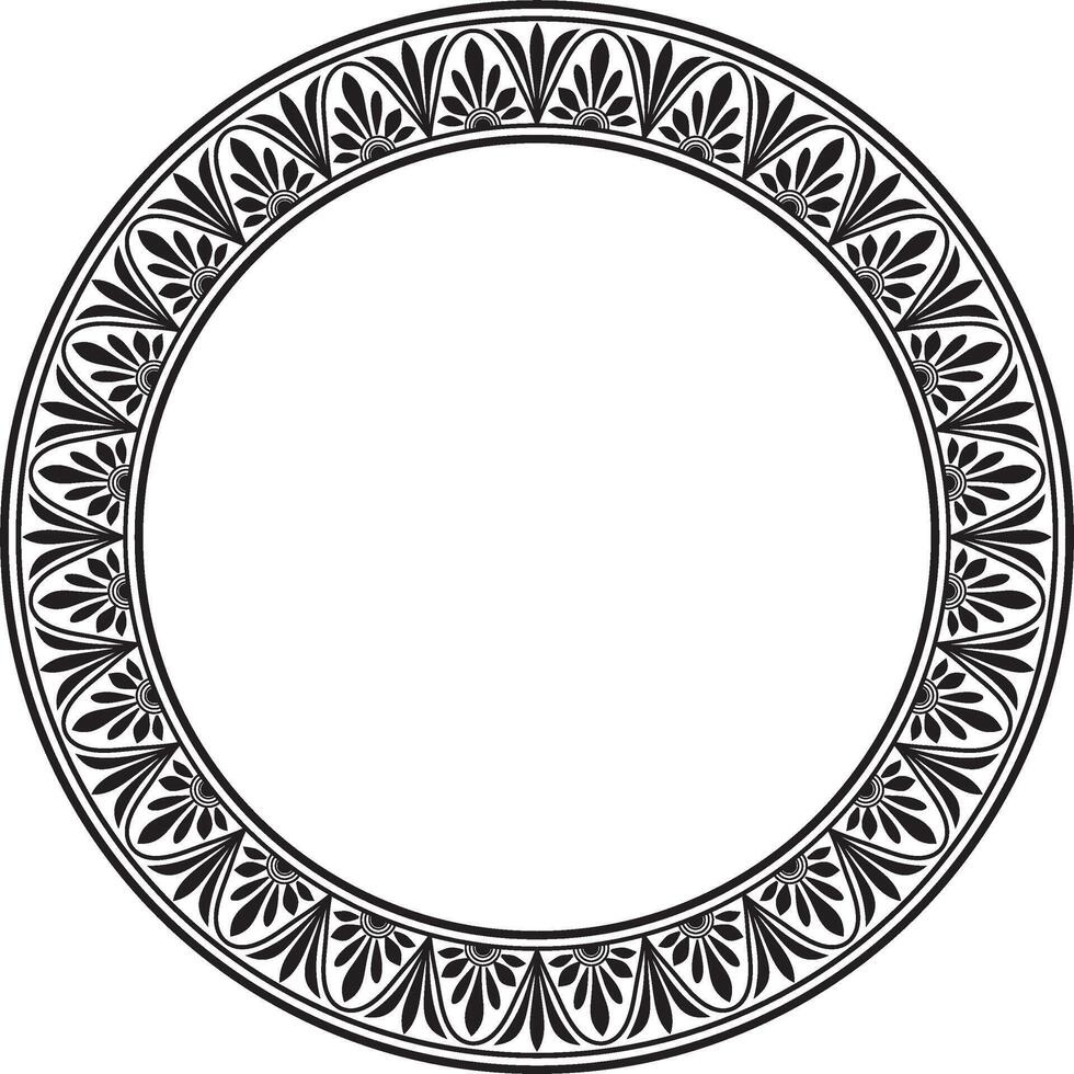 nero monocromatico il giro classico greco meandro ornamento. modello, cerchio di antico Grecia. confine, telaio, squillare di il romano impero vettore