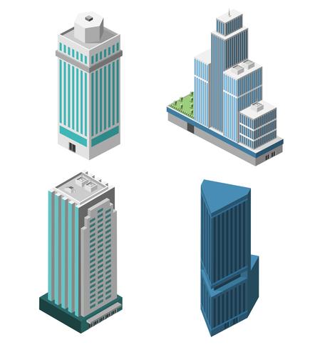 Set di uffici Skyscrapers vettore