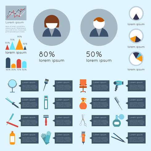 Insieme di infographic del parrucchiere vettore