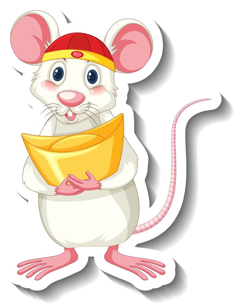 ratto bianco in costume cinese personaggio dei cartoni animati vettore