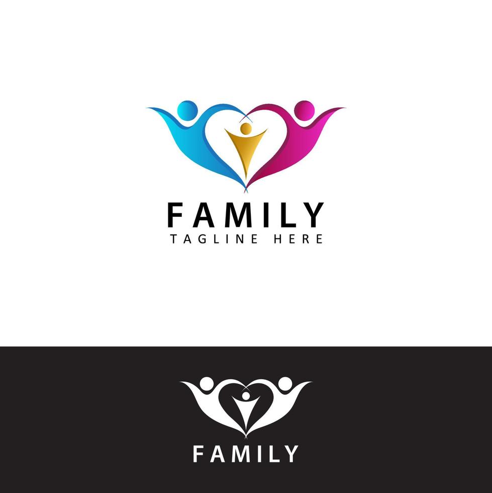 logo della famiglia, amore familiare, vettore di progettazione del modello della famiglia di salute