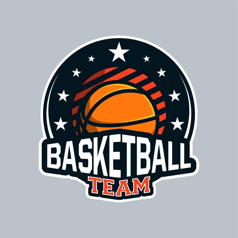 distintivo o emblema basket in stile professionale moderno per la tua squadra del logo vettore