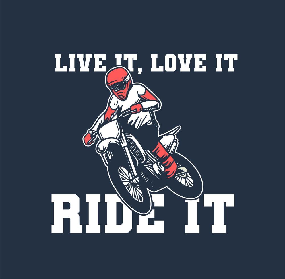 vivilo, amalo cavalcalo slogan motocross poster design t-shirt illustrazione vintage retrò vettore