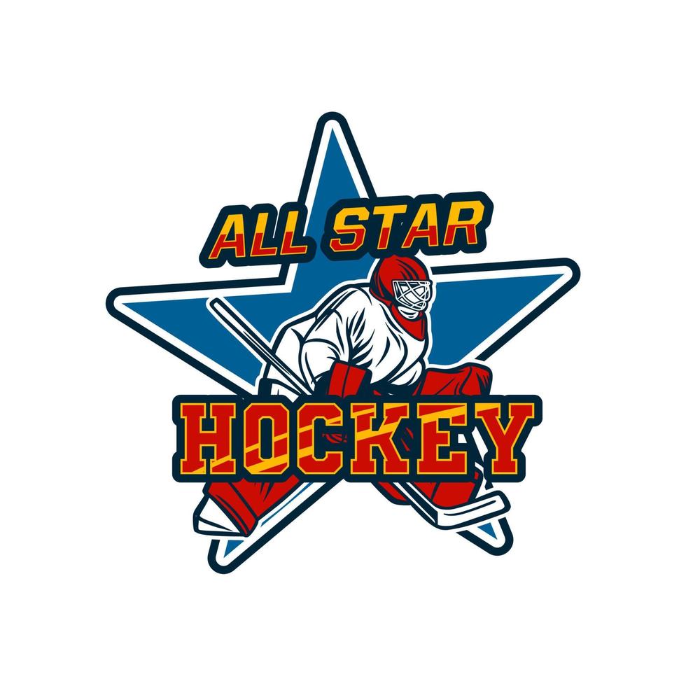 modello di distintivo della squadra del logo di tutte le stelle di hockey vettore