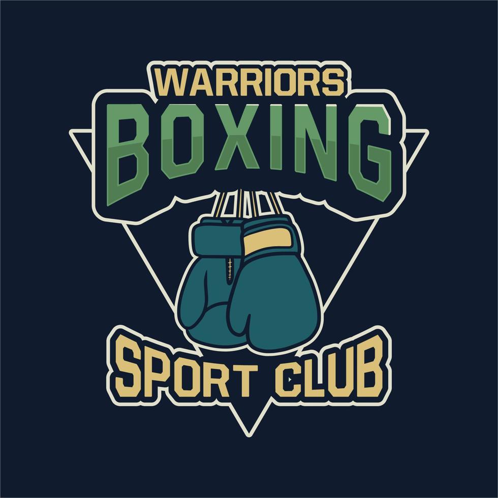 poster della maglietta di design dell'illustrazione del guanto del club di sport di boxe dei guerrieri vettore