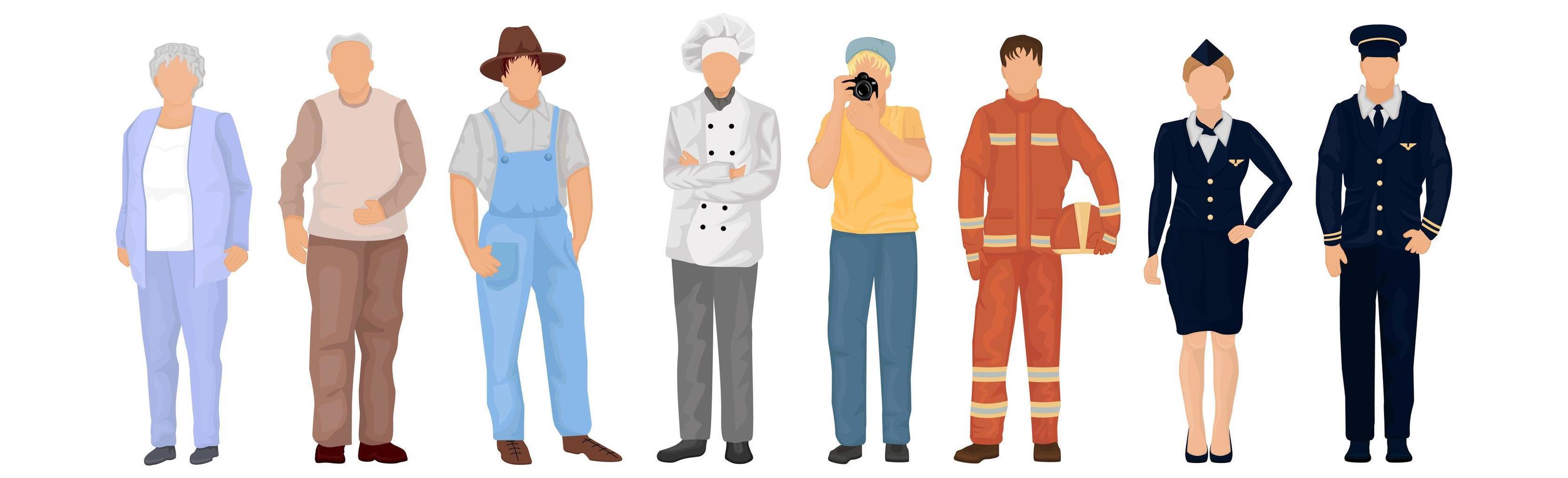 set di 8 pz persone di diverse professioni su sfondo bianco - vector