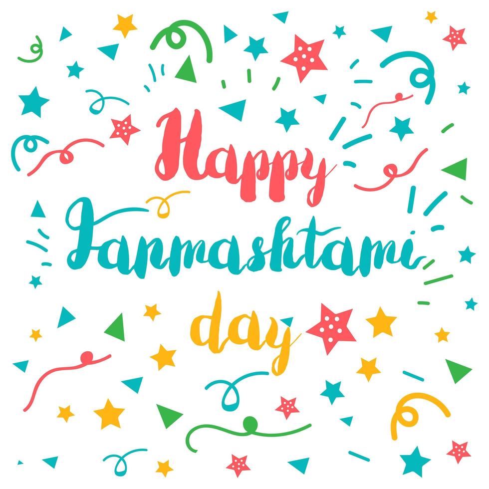 felice giorno di janmashtami banner vettore