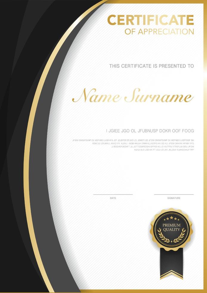 modello di certificato di diploma colore rosso e oro con immagine vettoriale di lusso e stile moderno, adatto per l'apprezzamento. illustrazione vettoriale