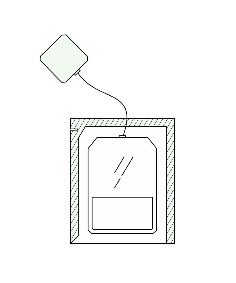 logo del tè. bustine di tè - icona di linee sottili isolati su priorità bassa bianca. imballaggio per bevande vettore