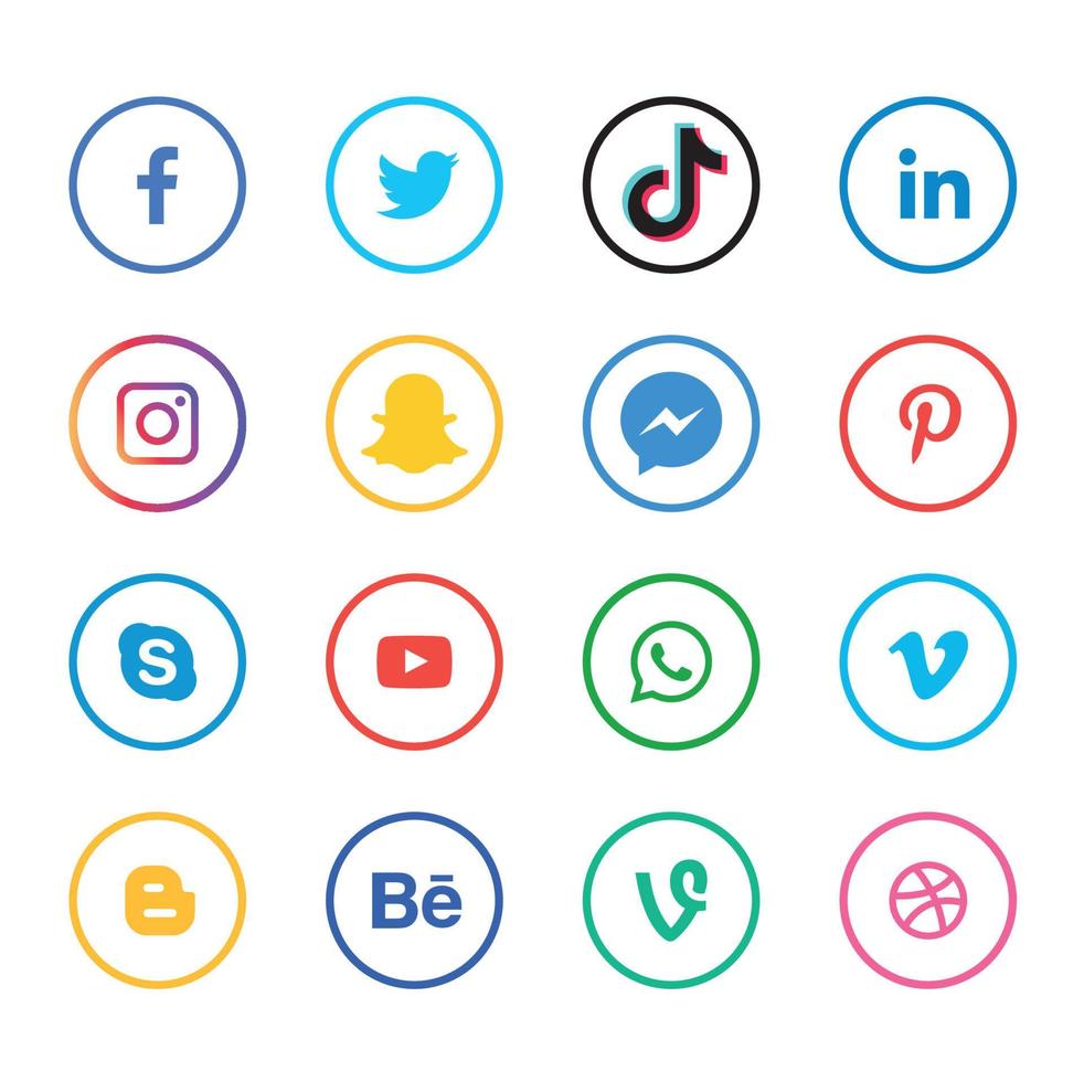 social media icone piatte tecnologia, rete. sfondo gruppo faccina sorridente vendita. condividi, mi piace, illustrazione vettoriale twitter, youtube, whatsapp, snapchat, facebook, instagram, tiktok, tok