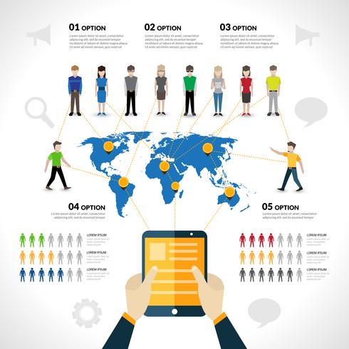 Infografica social network vettore