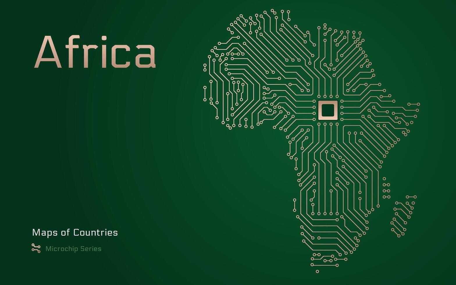 Africa carta geografica con mostrato nel un' microchip modello. e-governo. continente mappe. microchip serie vettore