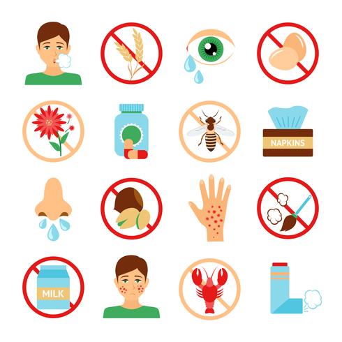Set di icone di allergia vettore
