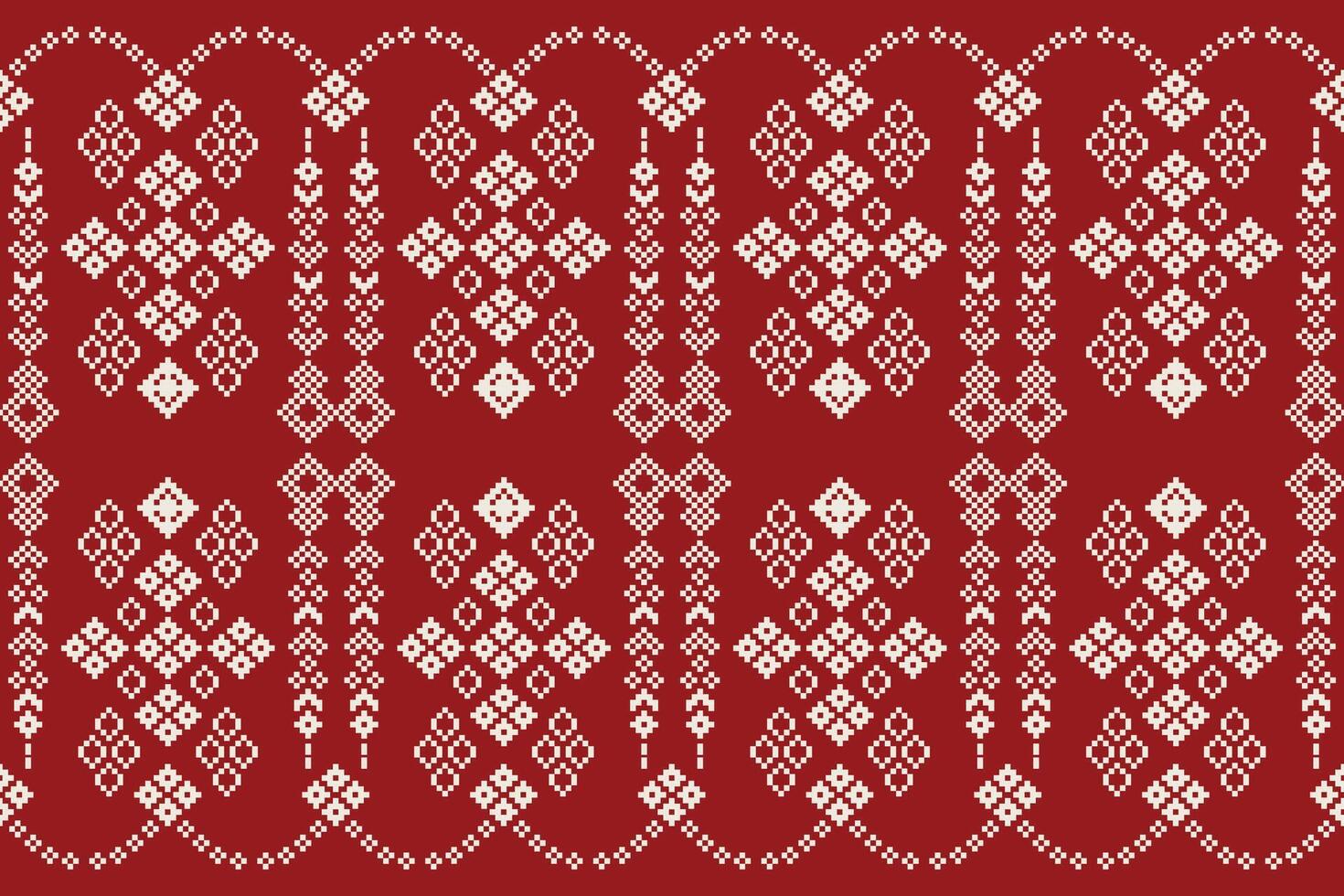tradizionale etnico motivi ikat geometrico tessuto modello attraversare punto.ikat ricamo etnico orientale pixel rosso sfondo. astratto, illustrazione. trama, natale, decorazione, carta da parati. vettore