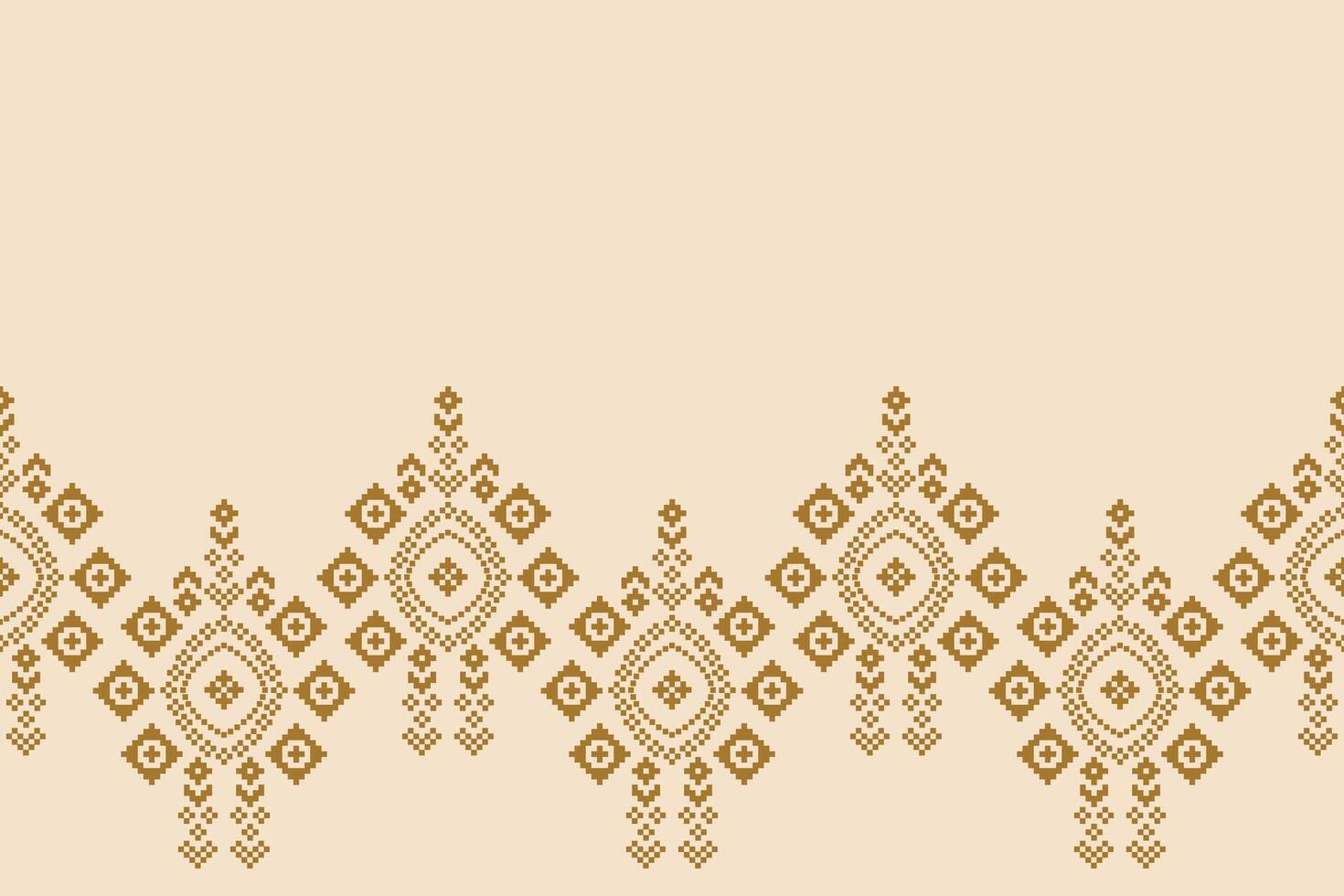 tradizionale etnico motivi ikat geometrico tessuto modello attraversare punto.ikat ricamo etnico orientale pixel Marrone crema sfondo. astratto, illustrazione. trama, sciarpa, decorazione, carta da parati. vettore