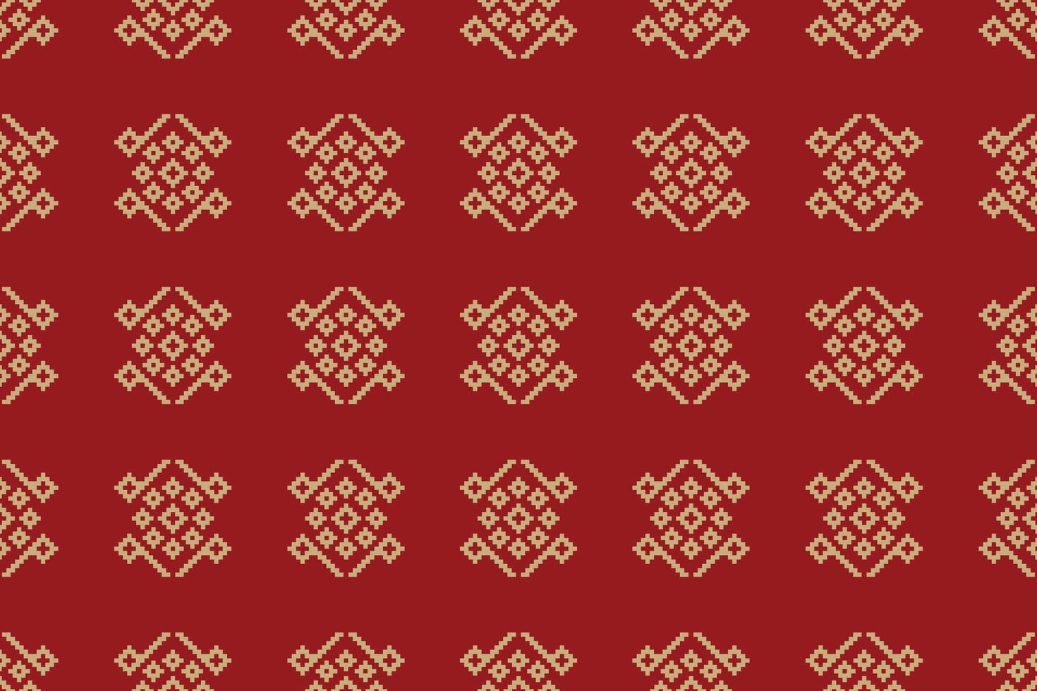 tradizionale etnico motivi ikat geometrico tessuto modello attraversare punto.ikat ricamo etnico orientale pixel rosso sfondo. astratto, illustrazione. trama, natale, decorazione, carta da parati. vettore