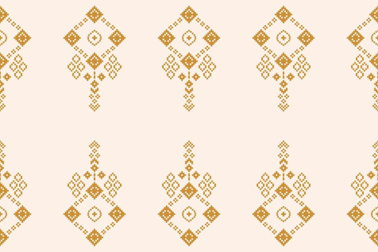 tradizionale etnico motivi ikat geometrico tessuto modello attraversare punto.ikat ricamo etnico orientale pixel Marrone crema sfondo. astratto, illustrazione. trama, sciarpa, decorazione, carta da parati. vettore