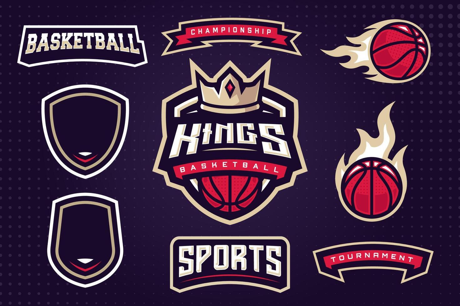 pallacanestro gli sport club logo modello fascio per torneo o gli sport squadra vettore