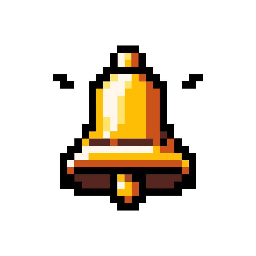 pixel campana icona. illustrazione di un' d'oro campana. 8 po campana. portico gioco simbolo. vettore