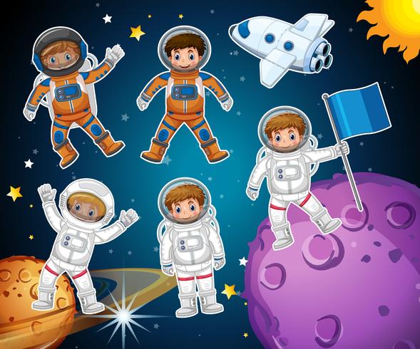 Un set di astronauta nello spazio vettore