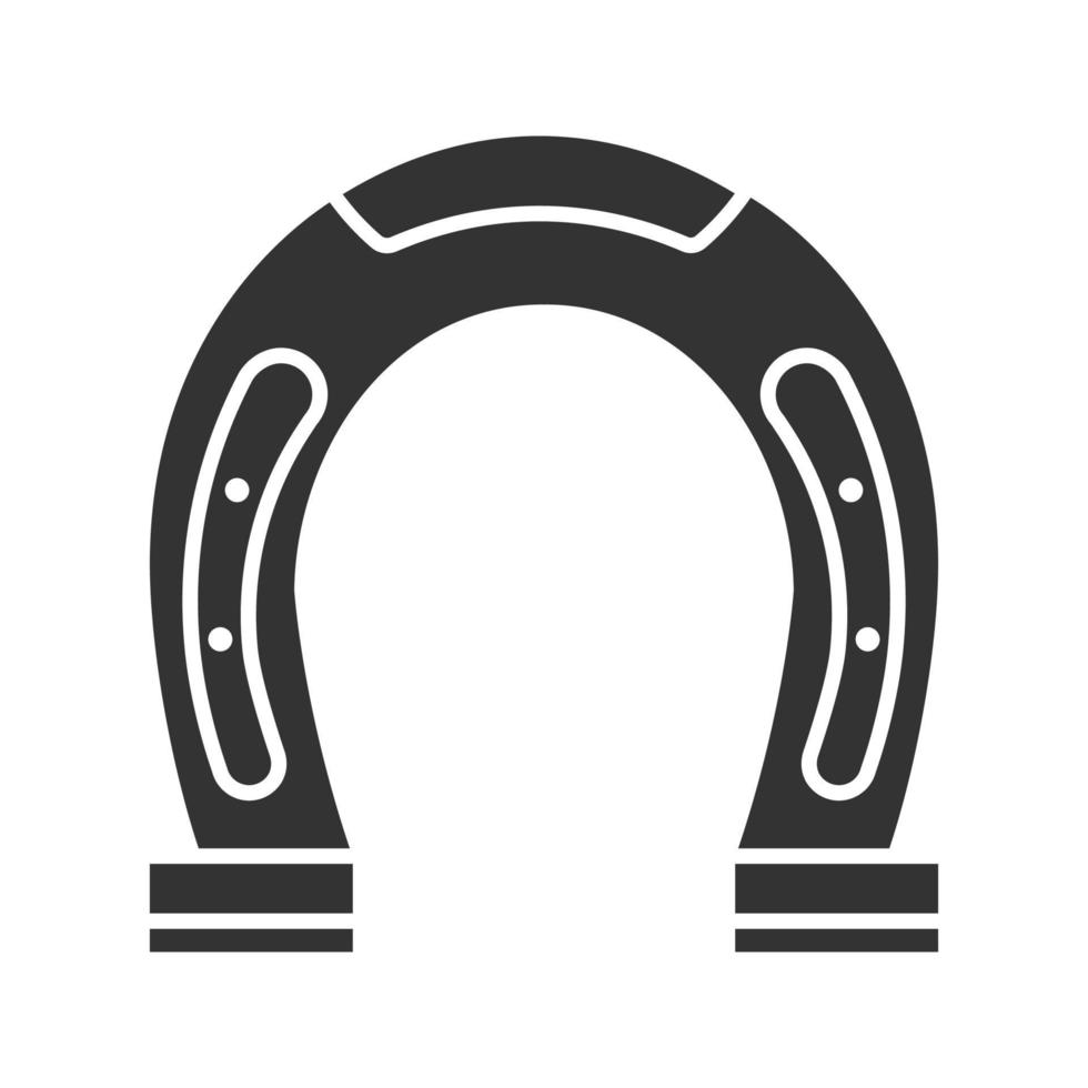 icona del glifo a ferro di cavallo. simbolo di sagoma. simbolo di successo e buona fortuna. spazio negativo. illustrazione vettoriale isolato