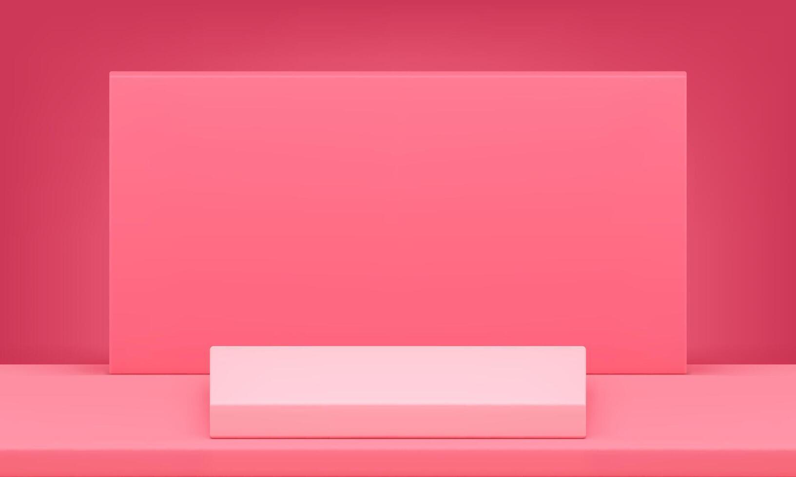 3d podio piedistallo rosa Schermo con rettangolo parete sfondo realistico illustrazione vettore