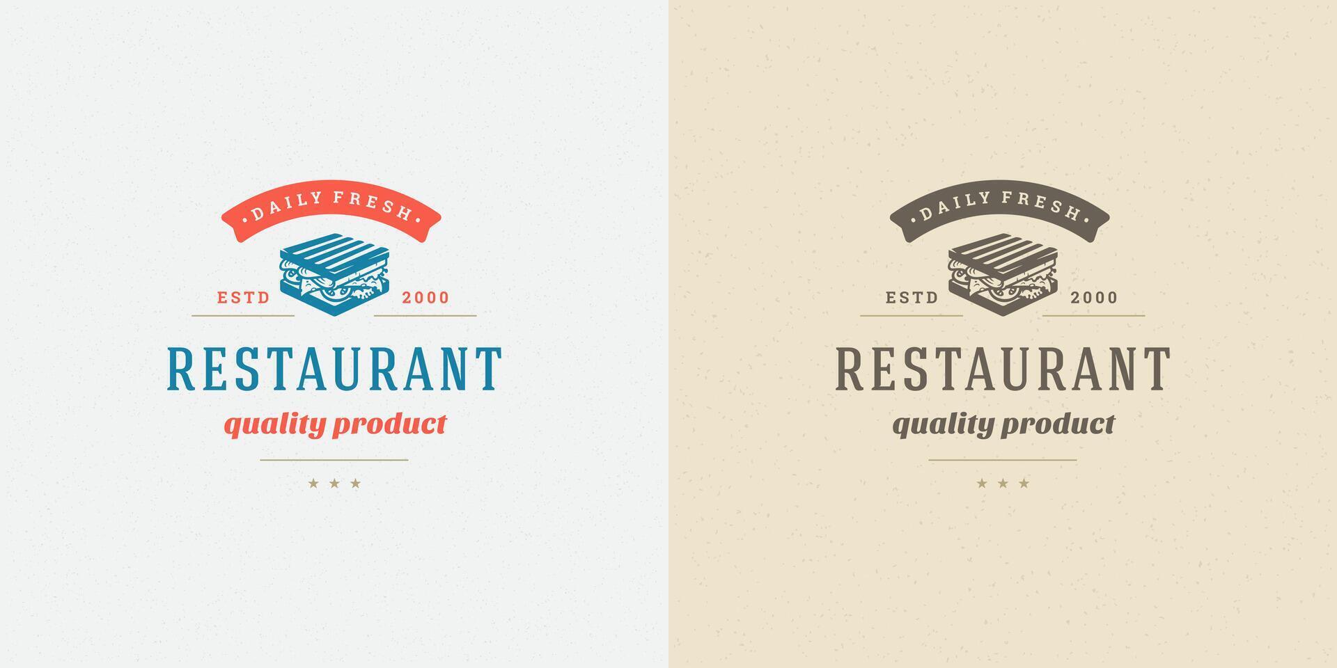 veloce cibo logo illustrazione Sandwich silhouette bene per ristorante menù e bar distintivo vettore