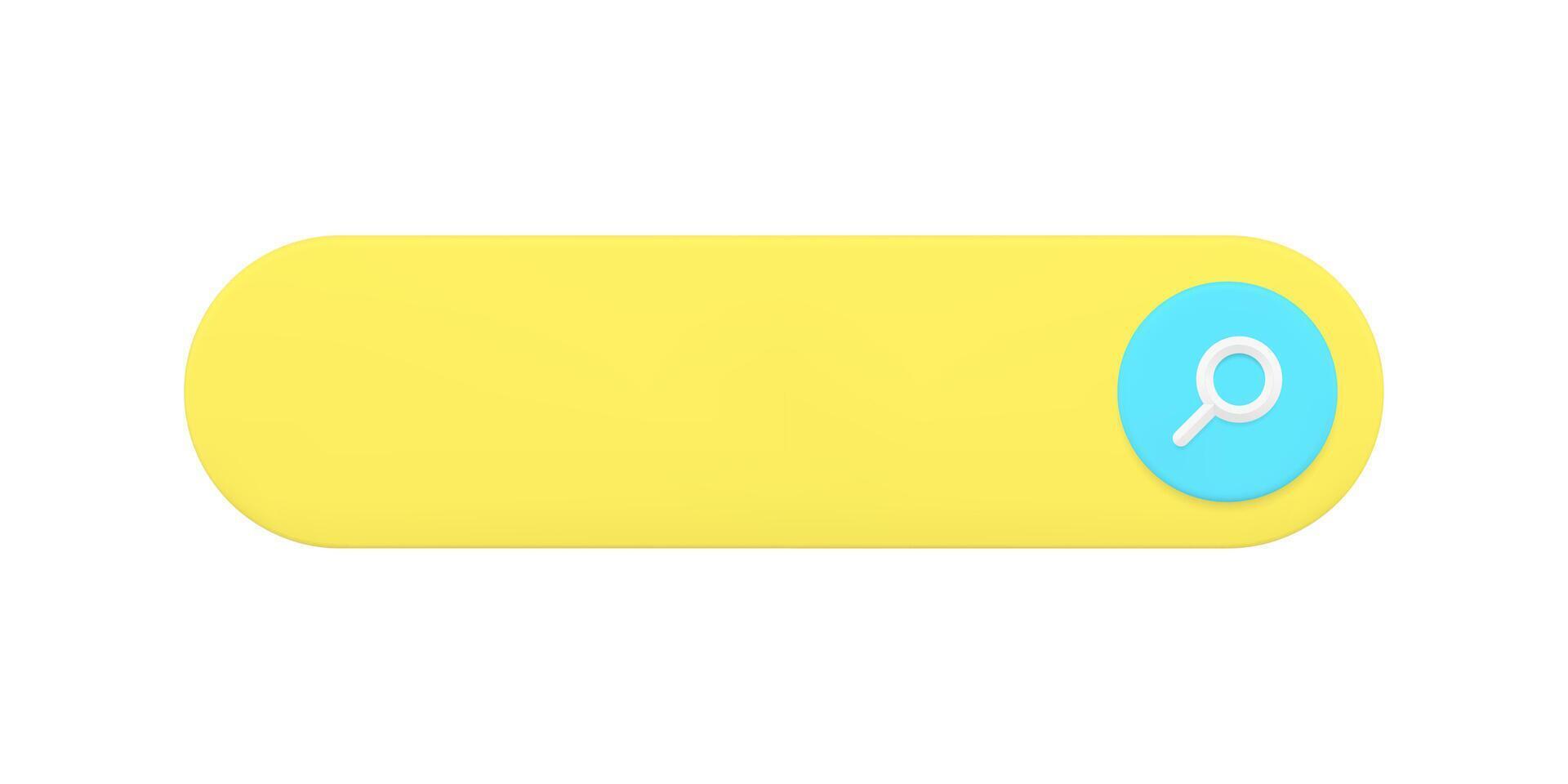 ragnatela ricerca bar 3d icona. giallo striscia di in linea luogo navigazione con ingrandimento bicchiere simbolo vettore