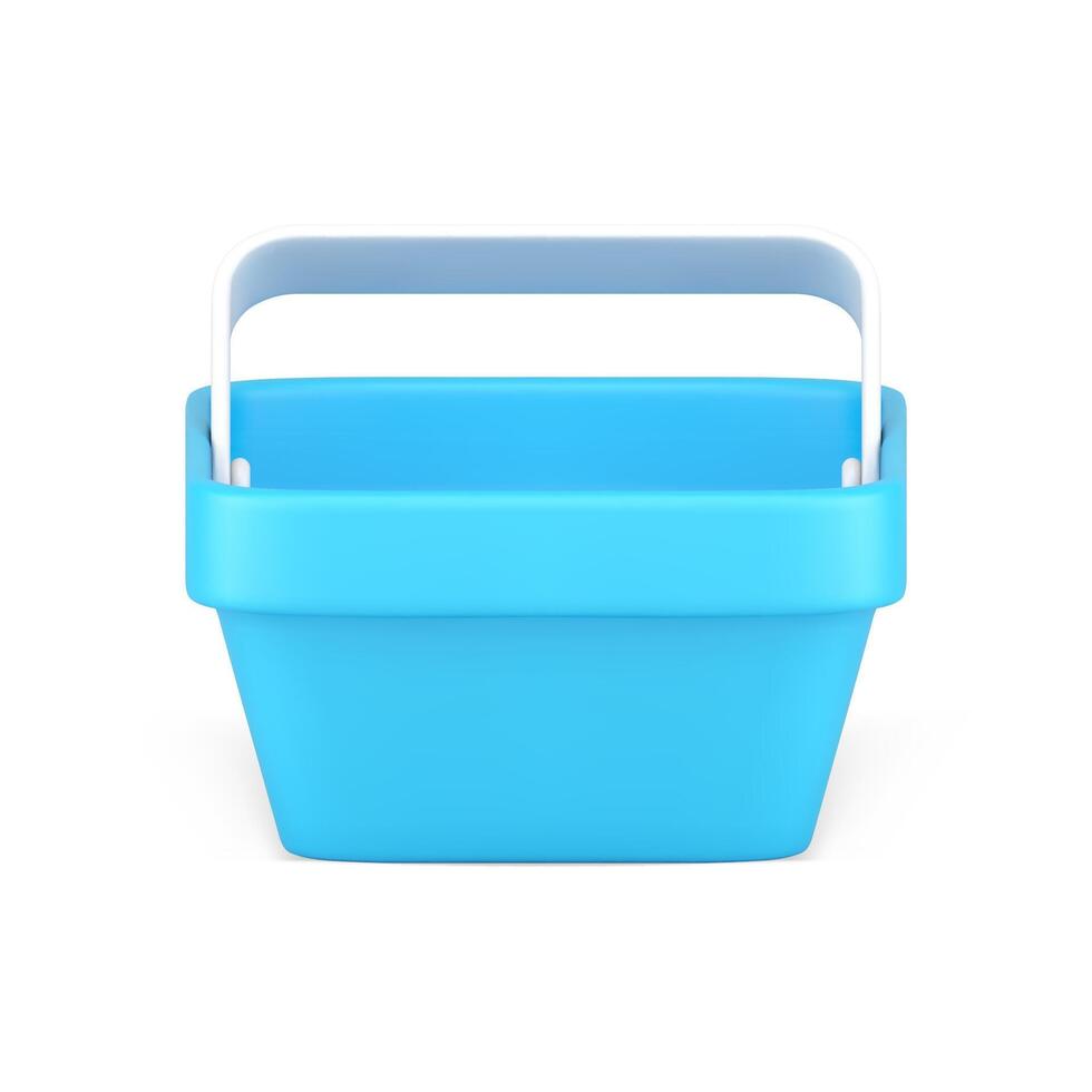 plastica blu supermercato cestino maniglia per drogheria shopping davanti Visualizza realistico 3d icona vettore