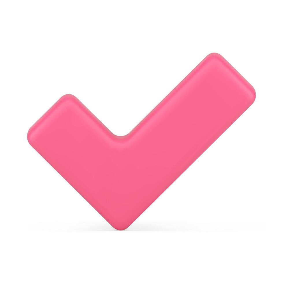 rosa realistico Confermare dai un'occhiata marchio distintivo lucido decorativo design davanti Visualizza 3d icona modello vettore
