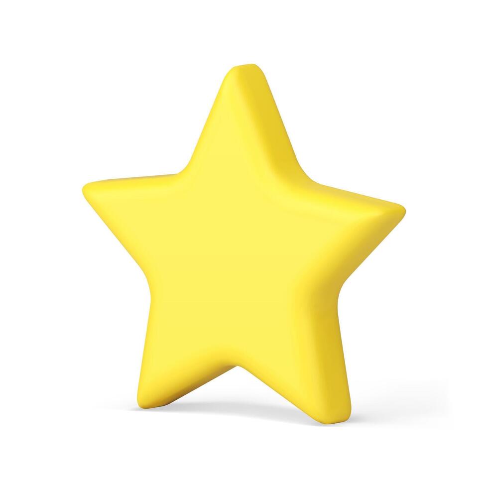 brillante giallo cinque appuntito stella diagonale posto premio distintivo isometrico realizzazione 3d icona vettore