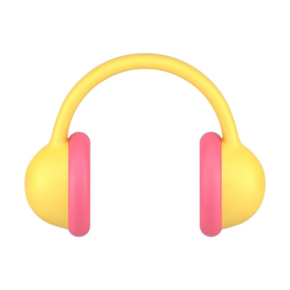 giallo lucido cuffie orecchie indossare elettronico dispositivo per musica ascoltando 3d icona vettore