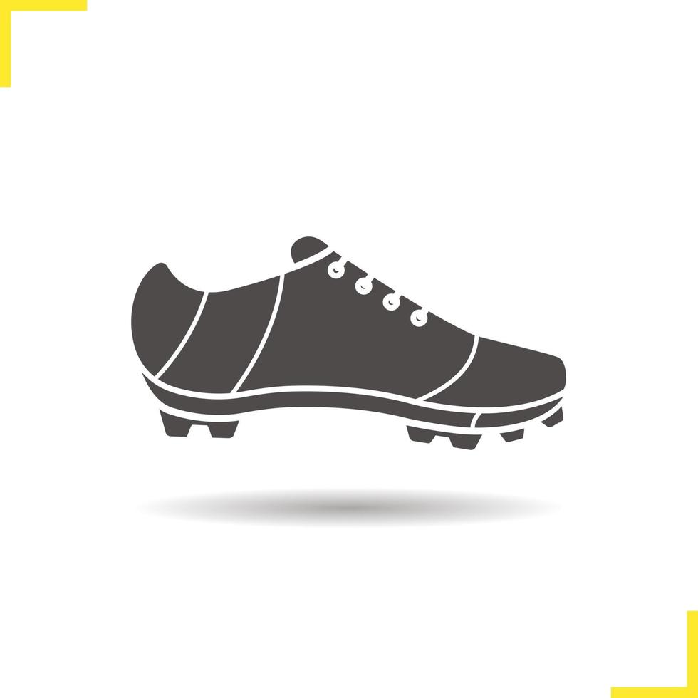 icona del glifo con tacchetta. simbolo della siluetta dell'ombra di goccia. football americano, rugby, calcio, scarpe da baseball. spazio negativo. illustrazione vettoriale isolato