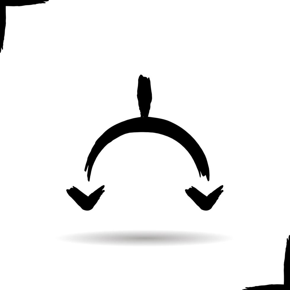 due frecce rivolte verso il basso collegate. simbolo dell'ombra esterna. icona del tratto di pennello di inchiostro. illustrazione vettoriale isolato
