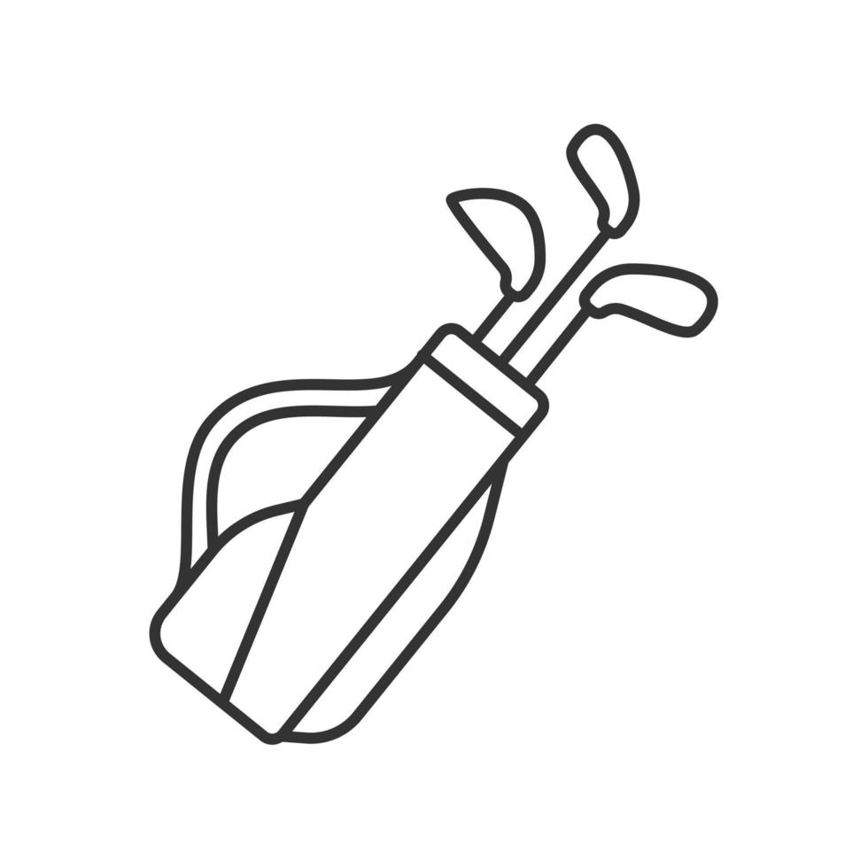 icona lineare della sacca da golf. illustrazione di linea sottile. mazze da golf nel simbolo del contorno della borsa. disegno vettoriale isolato contorno