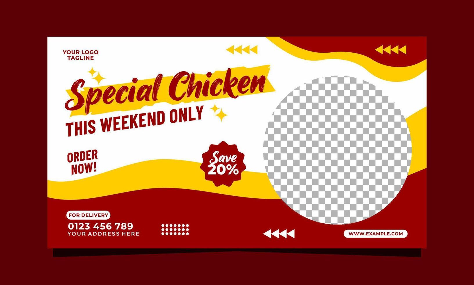 speciale pollo sociale media copertina bandiera modello design vettore