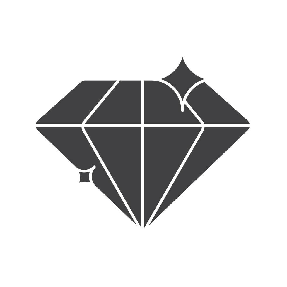 icona del glifo con diamante. simbolo di sagoma. gemma brillante brillante. spazio negativo. illustrazione vettoriale isolato