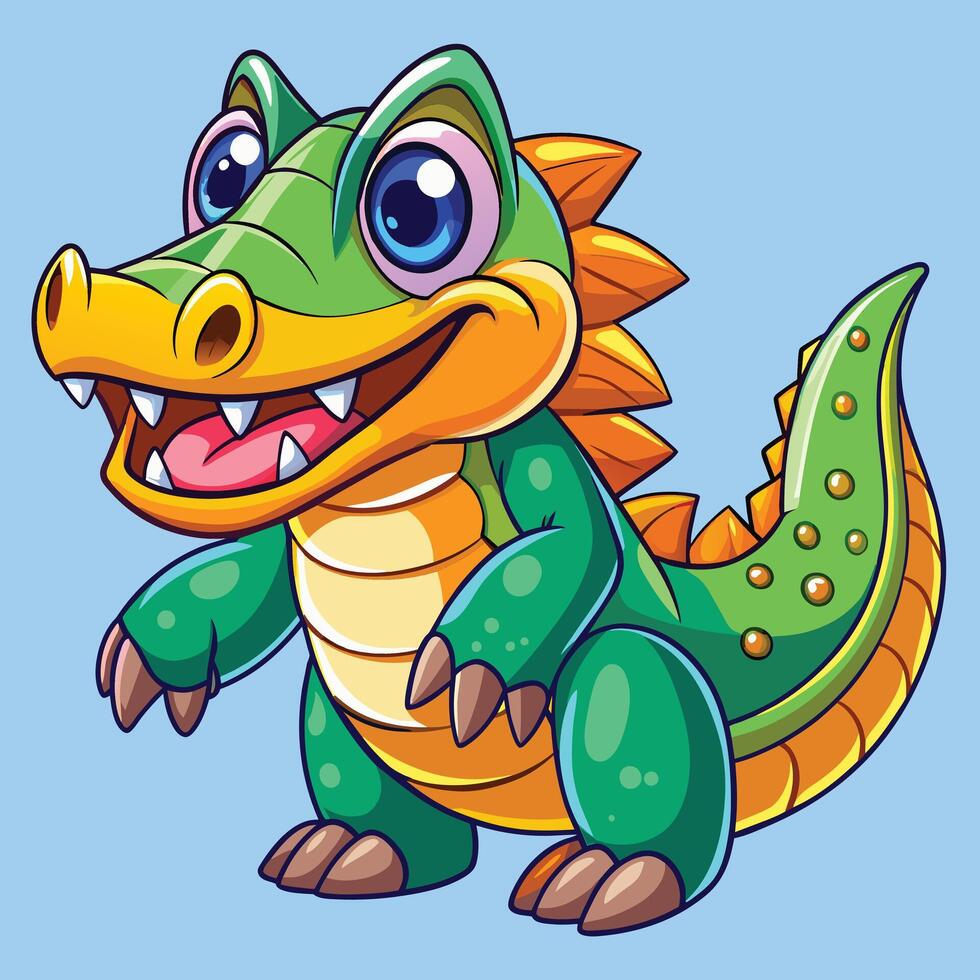 americano alligatore carino animale nel colorato cartone animato stile isolato su bianca sfondo. grafica. vettore