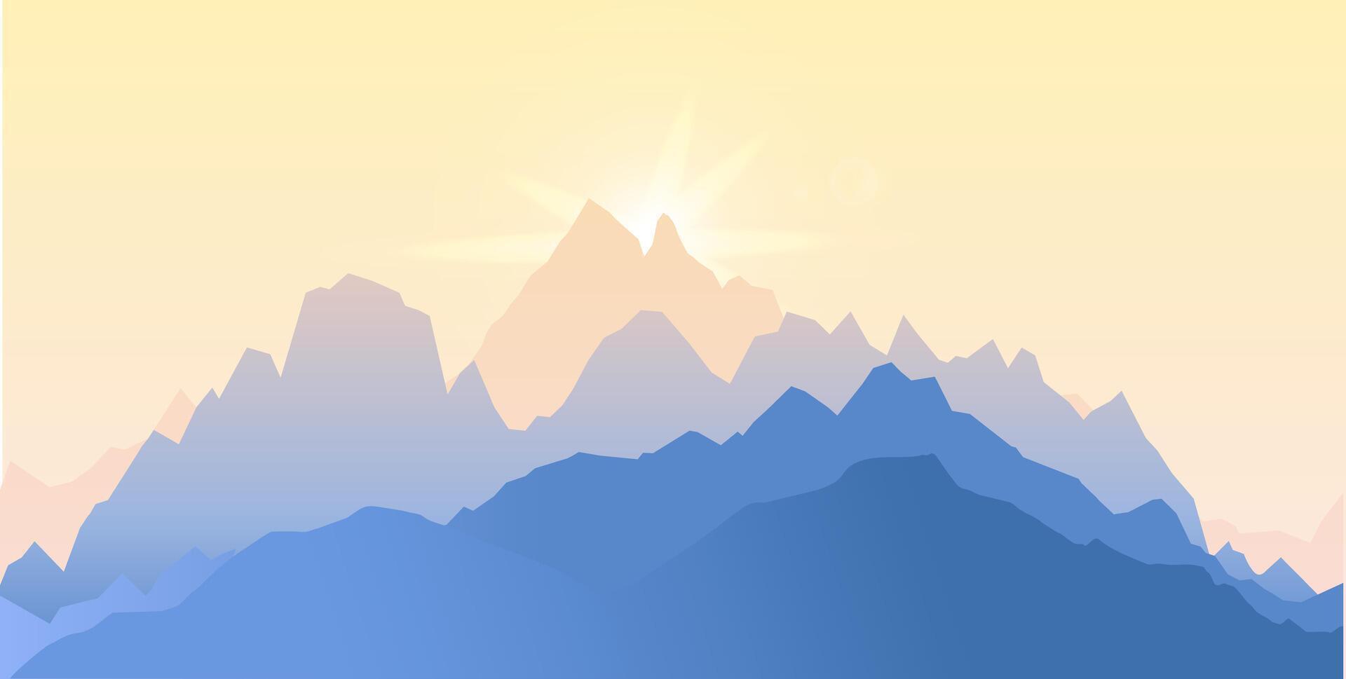 roccioso terreno naturale paesaggio per scenario. con montagne e alpino picchi. monocromatico blu paesaggio vettore