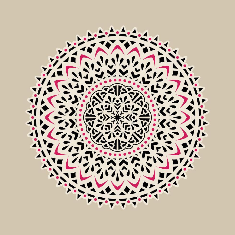 astratto mandala modello. arte su il parete. colorazione libro pizzo modello il tatuaggio. design per un' sfondo dipingere camicia e piastrella etichetta disegno, decorativo cerchio ornamento nel etnico orientale stile vettore