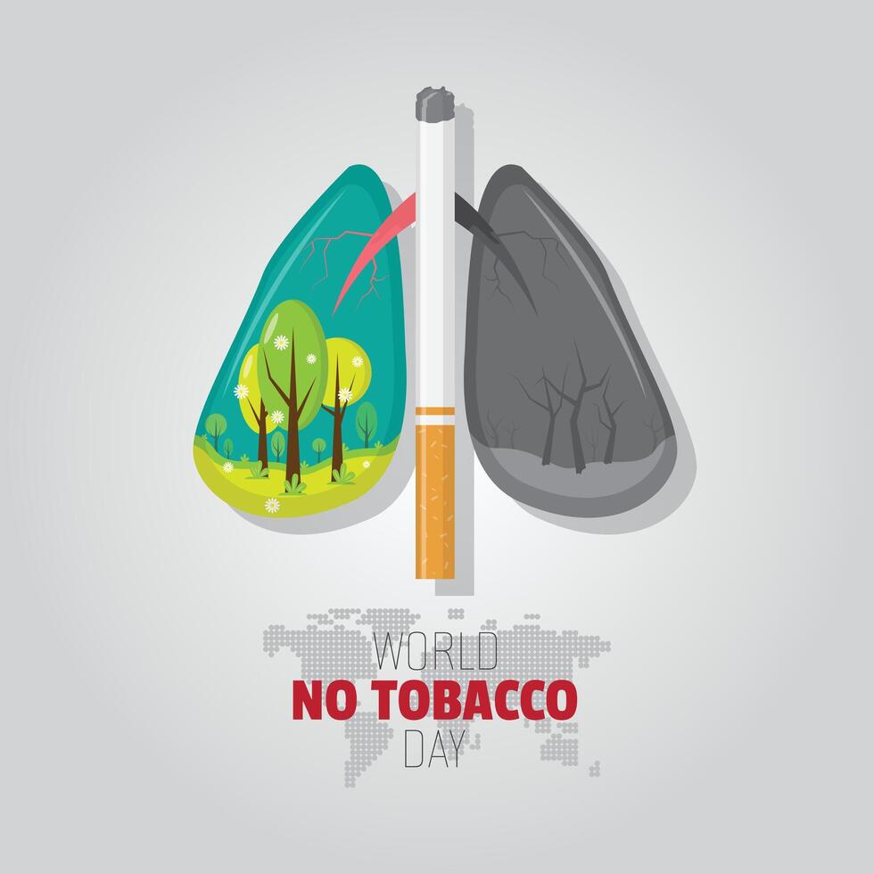 mondo no tabacco giorno manifesto con polmone i cambiamenti dovuto per fumo vettore