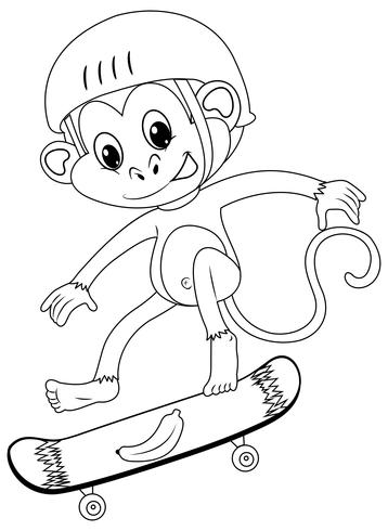 Profilo animale per scimmia su skateboard vettore