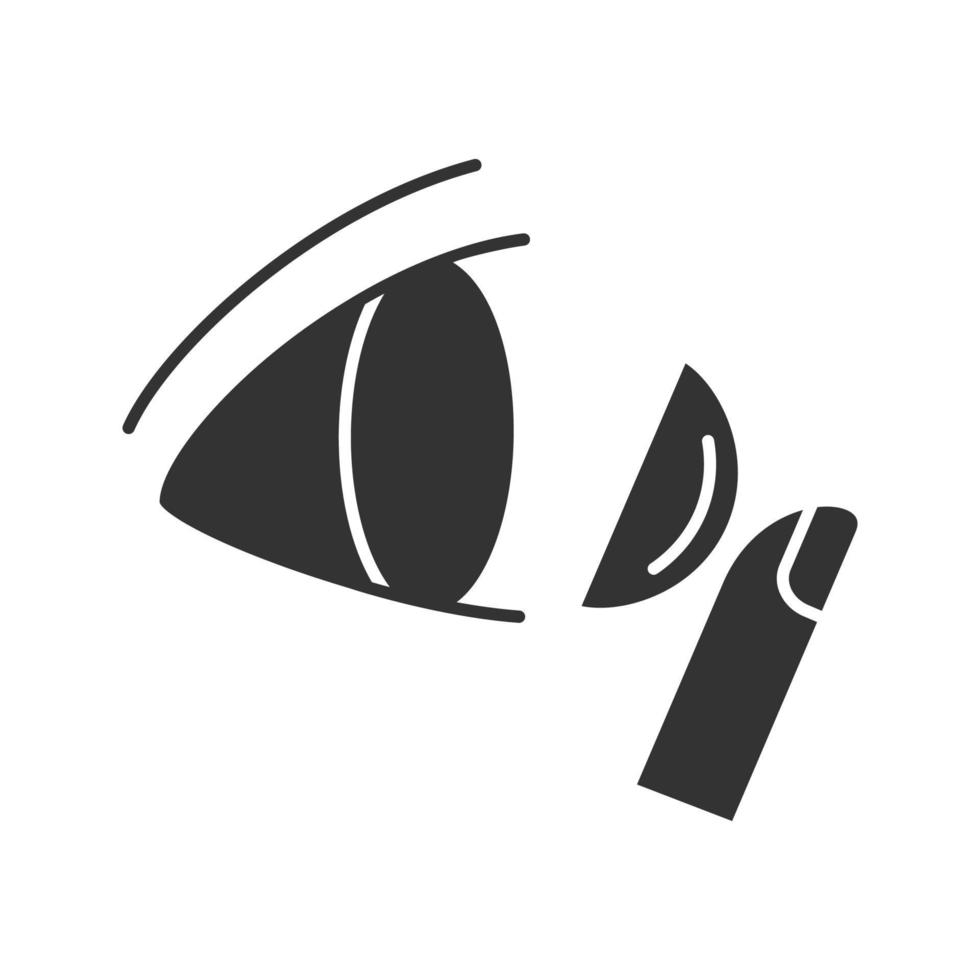 Lenti a contatto per gli occhi icona del glifo. simbolo di sagoma. spazio negativo. illustrazione vettoriale isolato
