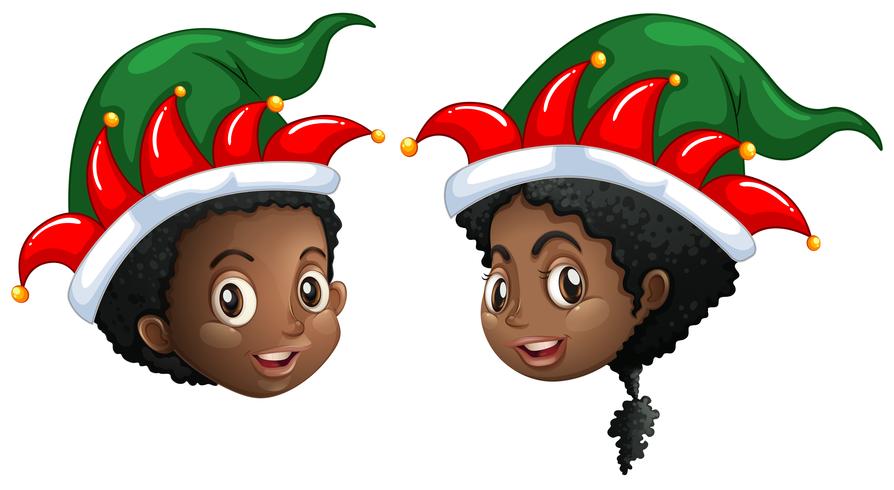 Tema di Natale con i bambini nel cappello di partito vettore