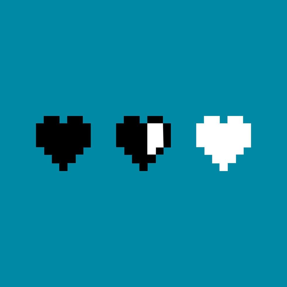 cuore pixel. cuore icona. pixel arte per gioco. vettore