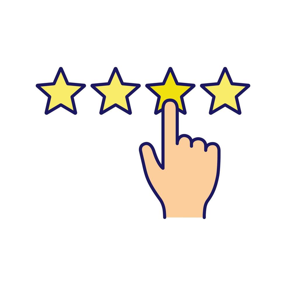 feedback dei clienti e icona del colore di valutazione. classifica. recensione del cliente. clic sulla scala di valutazione. illustrazione vettoriale isolato