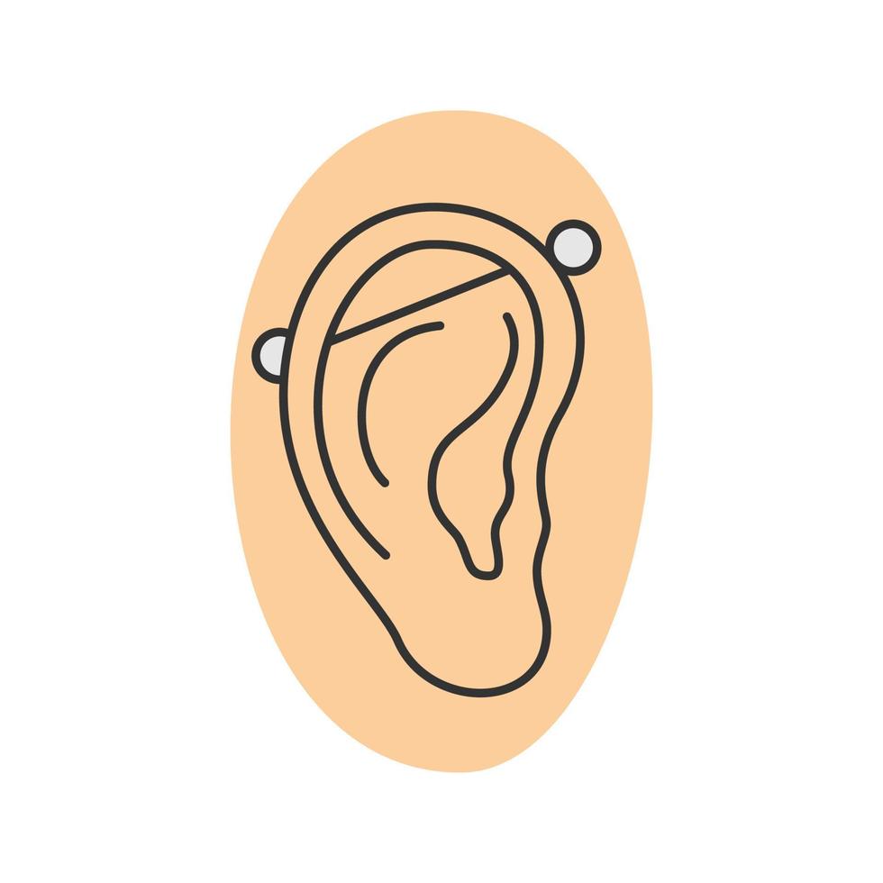 icona di colore piercing industriale. cartilagine dell'orecchio perforato. illustrazione vettoriale isolato