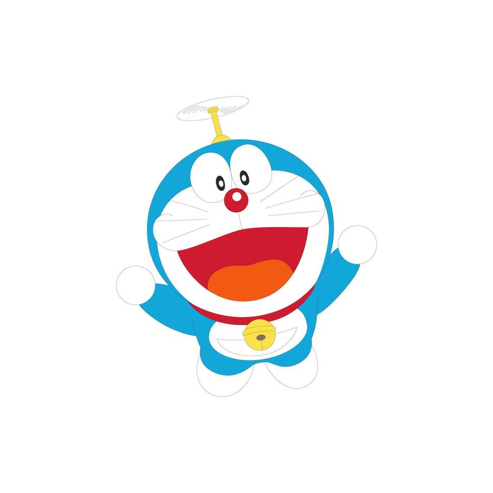 Doraemon volante cartone animato personaggio giapponese anime vettore