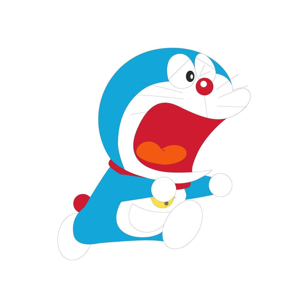 Doraemon espressione cartone animato personaggio giapponese anime vettore